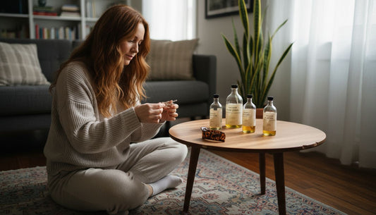 Woman applying natural oils to hair ends