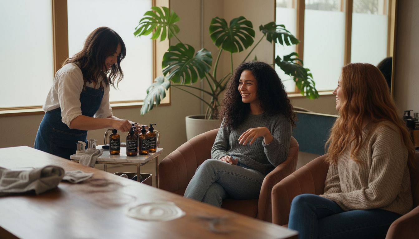Diverse women with healthy hair at a cozy salon