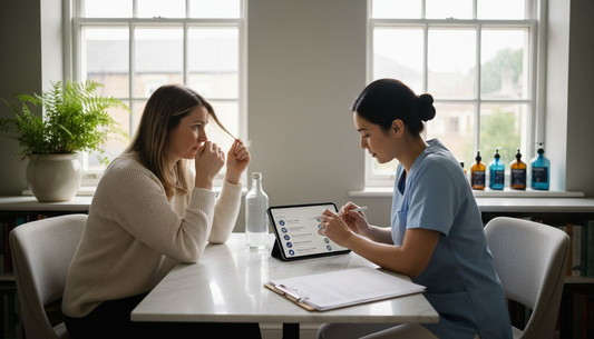 Hair care consultation in clinic setting
