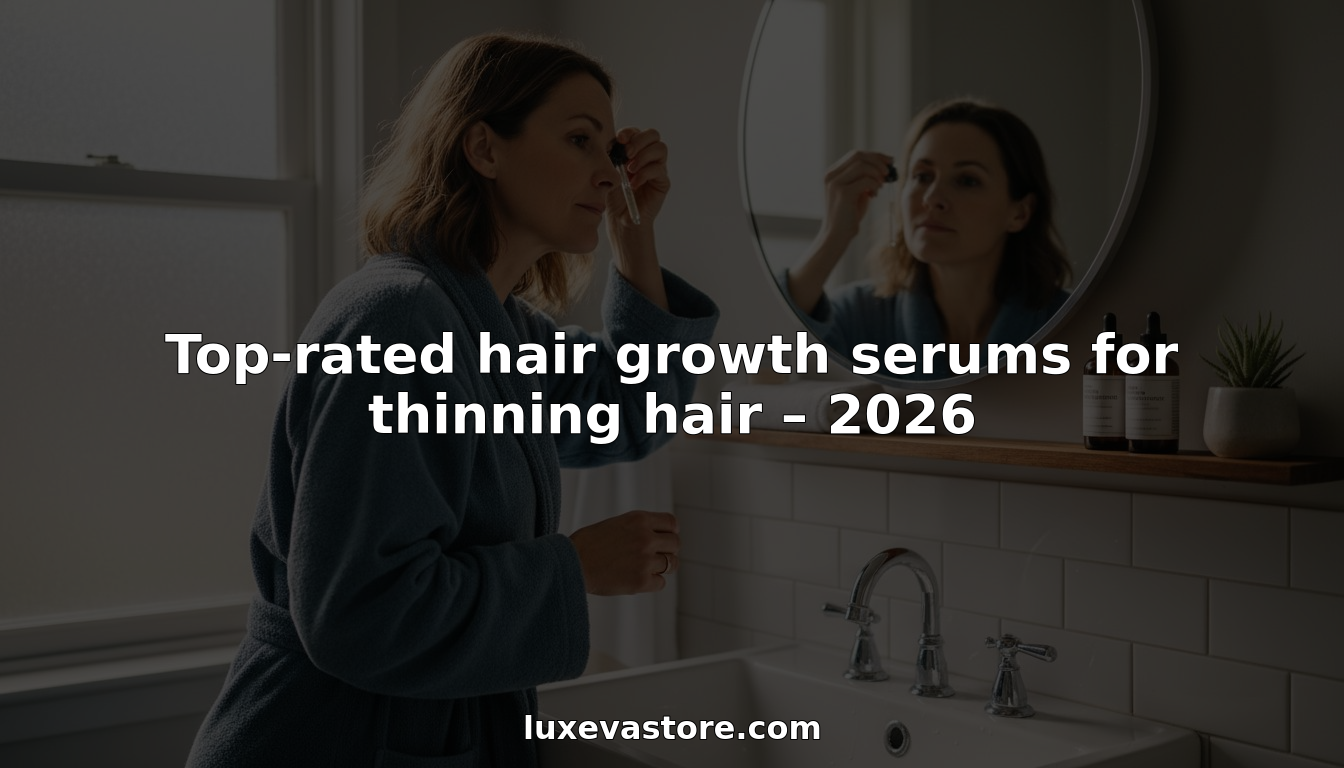 Woman applying hair growth serum in bathroom