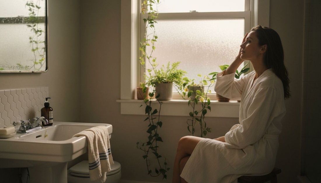 Woman massaging scalp for hair health