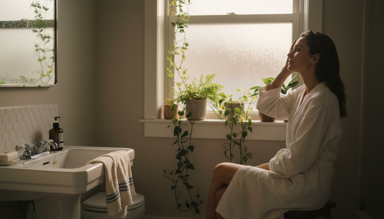 Woman massaging scalp for hair health