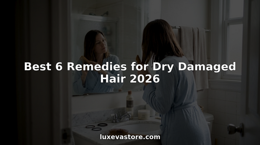 Woman caring for dry damaged hair in bathroom