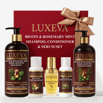Biotin & Rosemary Mint Hair Growth Shampoo, Conditioner Sulfate Free and Rosemary Oil for Hair Growth Set. Clean beauty shampoo & conditioner gift box.. Comes with travel size shampoo & conditioner set.
